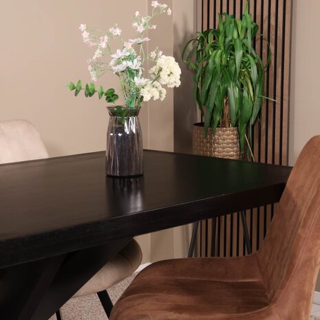 Lizzely Garden & Living Eettafel langwerpig mangohout 180cm zwart John langwerpige tafel duurzaam mango eetkamertafel