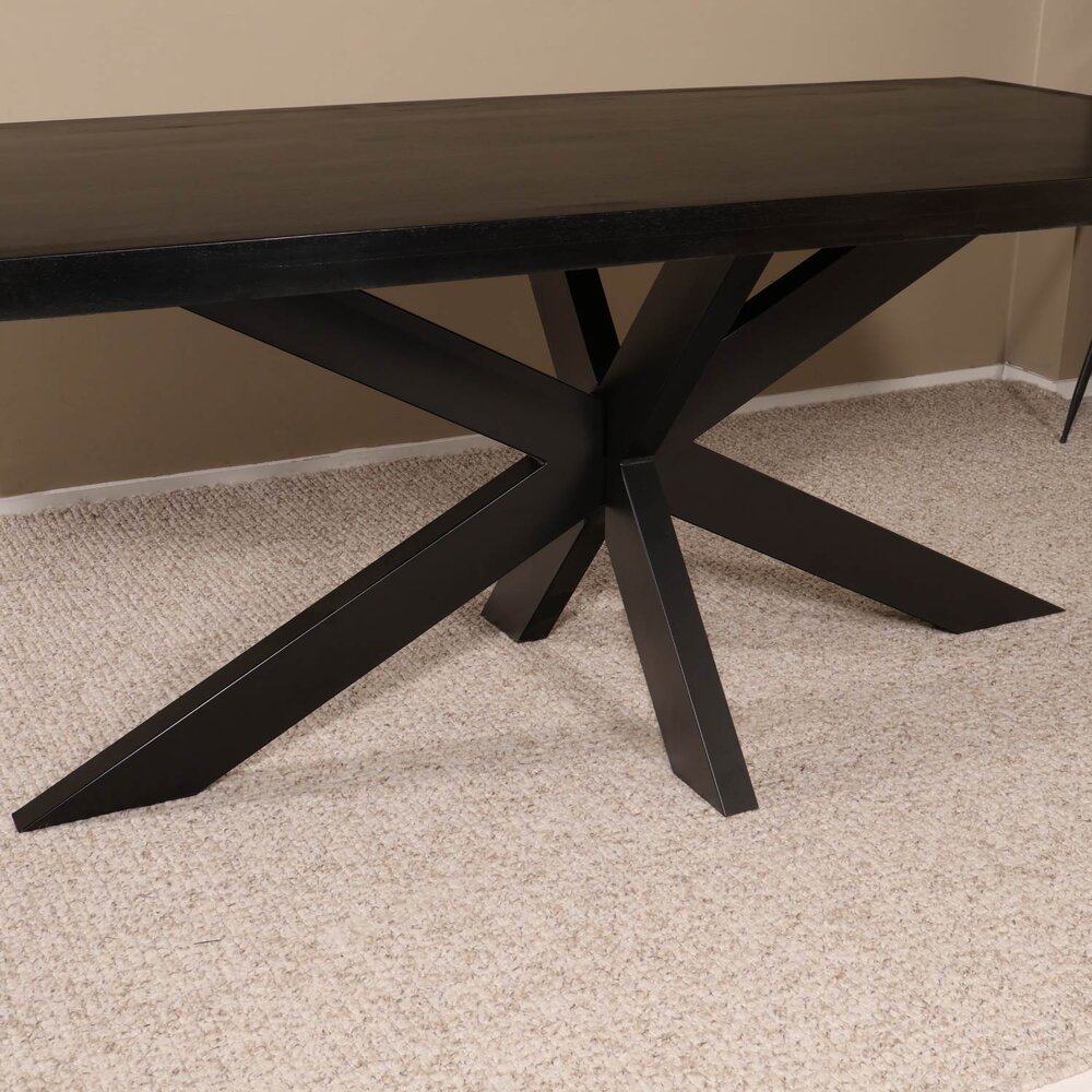 Eettafel langwerpig mangohout 180cm zwart John langwerpige tafel duurzaam mango eetkamertafel