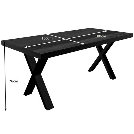 Lizzely Garden & Living Eettafel rechthoekig mangohout Xavier zwart 180cm duurzaam tafel met X-poot mango eetkamertafel rechthoek hout Lizzely Garden & Living Eettafel rechthoekig mangohout Xavier zwart 180cm duurzaam tafel met X-poot mango eetkamertafel rechthoek hout