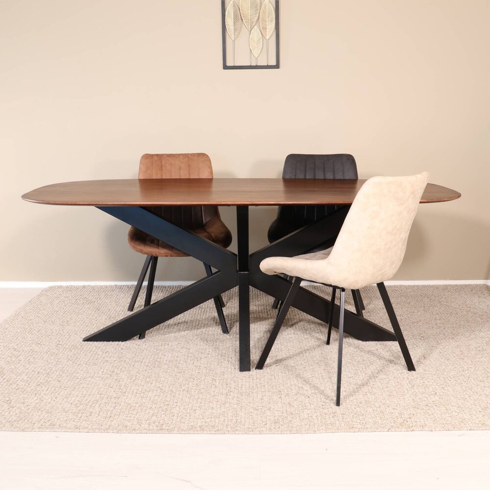 Eettafel deens ovaal mangohout 240cm Austin bruin ovale tafel duurzaam mango eetkamertafel