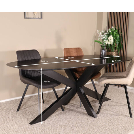 Lizzely Garden & Living Eettafel deens ovaal mangohout 240cm Austin zwart ovale tafel duurzaam mango eetkamertafel Lizzely Garden & Living Eettafel deens ovaal mangohout 240cm Austin zwart ovale tafel duurzaam mango eetkamertafel