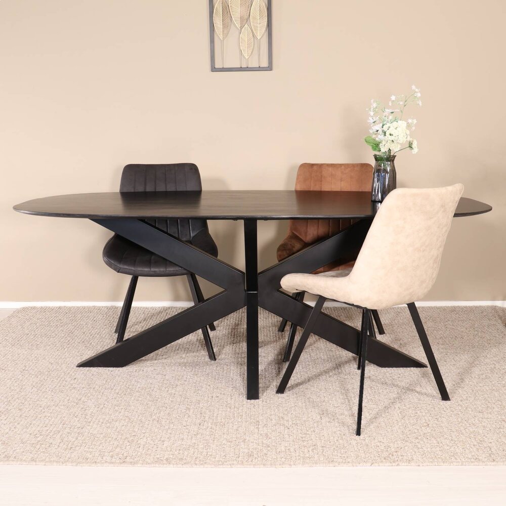 Eettafel deens ovaal mangohout 240cm Austin zwart ovale tafel duurzaam mango eetkamertafel Eettafel deens ovaal mangohout 240cm Austin zwart ovale tafel duurzaam mango eetkamertafel