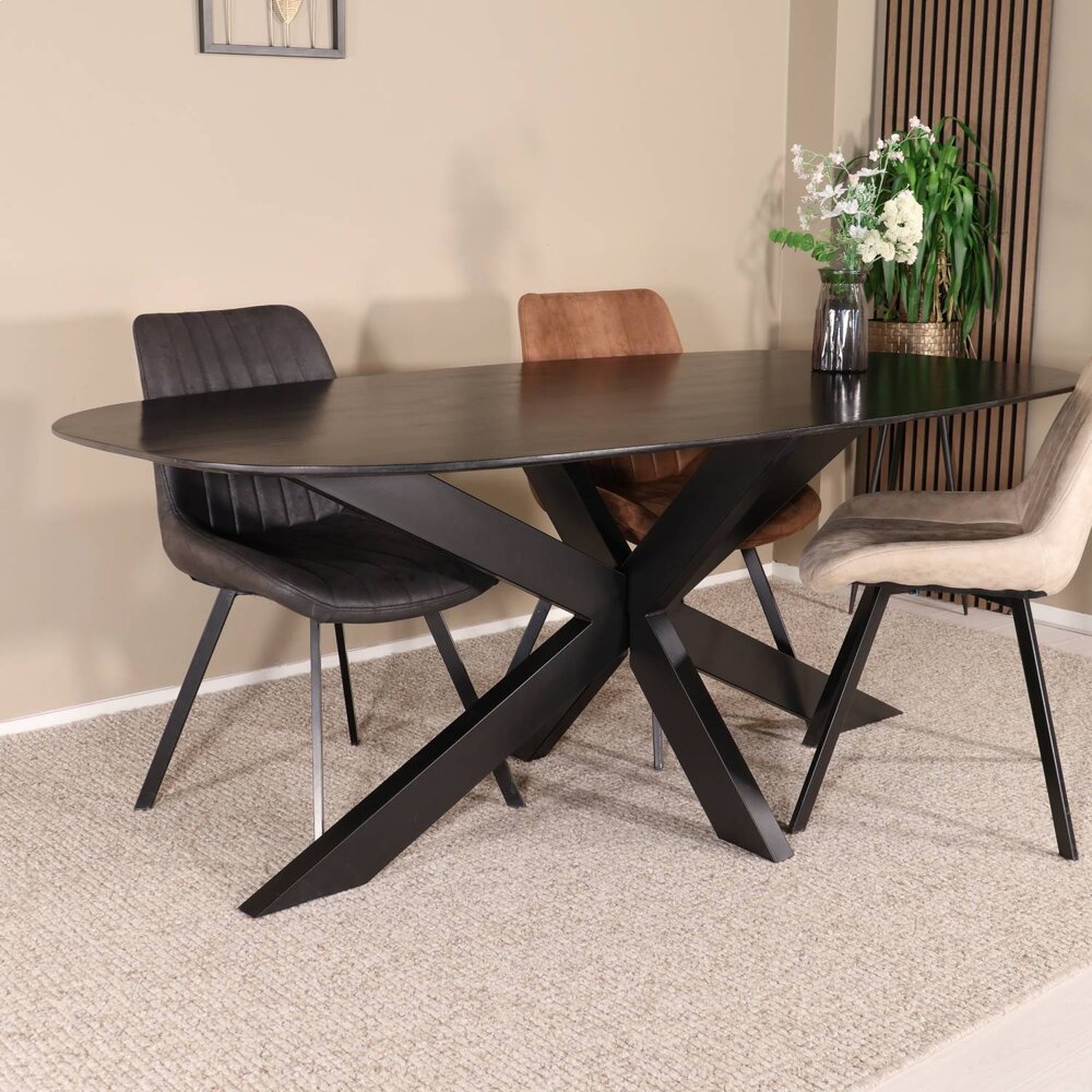 Eettafel deens ovaal mangohout 240cm Austin zwart ovale tafel duurzaam mango eetkamertafel Eettafel deens ovaal mangohout 240cm Austin zwart ovale tafel duurzaam mango eetkamertafel