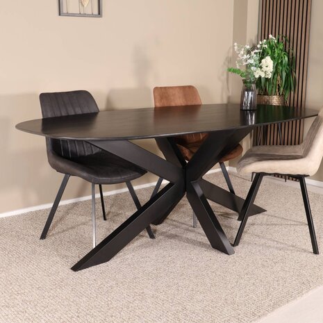 Lizzely Garden & Living Eettafel deens ovaal mangohout 240cm Austin zwart ovale tafel duurzaam mango eetkamertafel Lizzely Garden & Living Eettafel deens ovaal mangohout 240cm Austin zwart ovale tafel duurzaam mango eetkamertafel