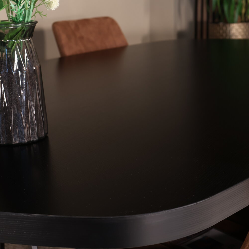 Eettafel Leco deens ovaal 240cm zwart melamine Eettafel Leco deens ovaal 240cm zwart melamine