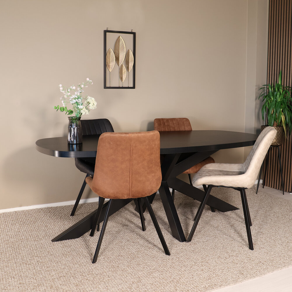 Eettafel Leco deens ovaal 240cm zwart melamine Eettafel Leco deens ovaal 240cm zwart melamine