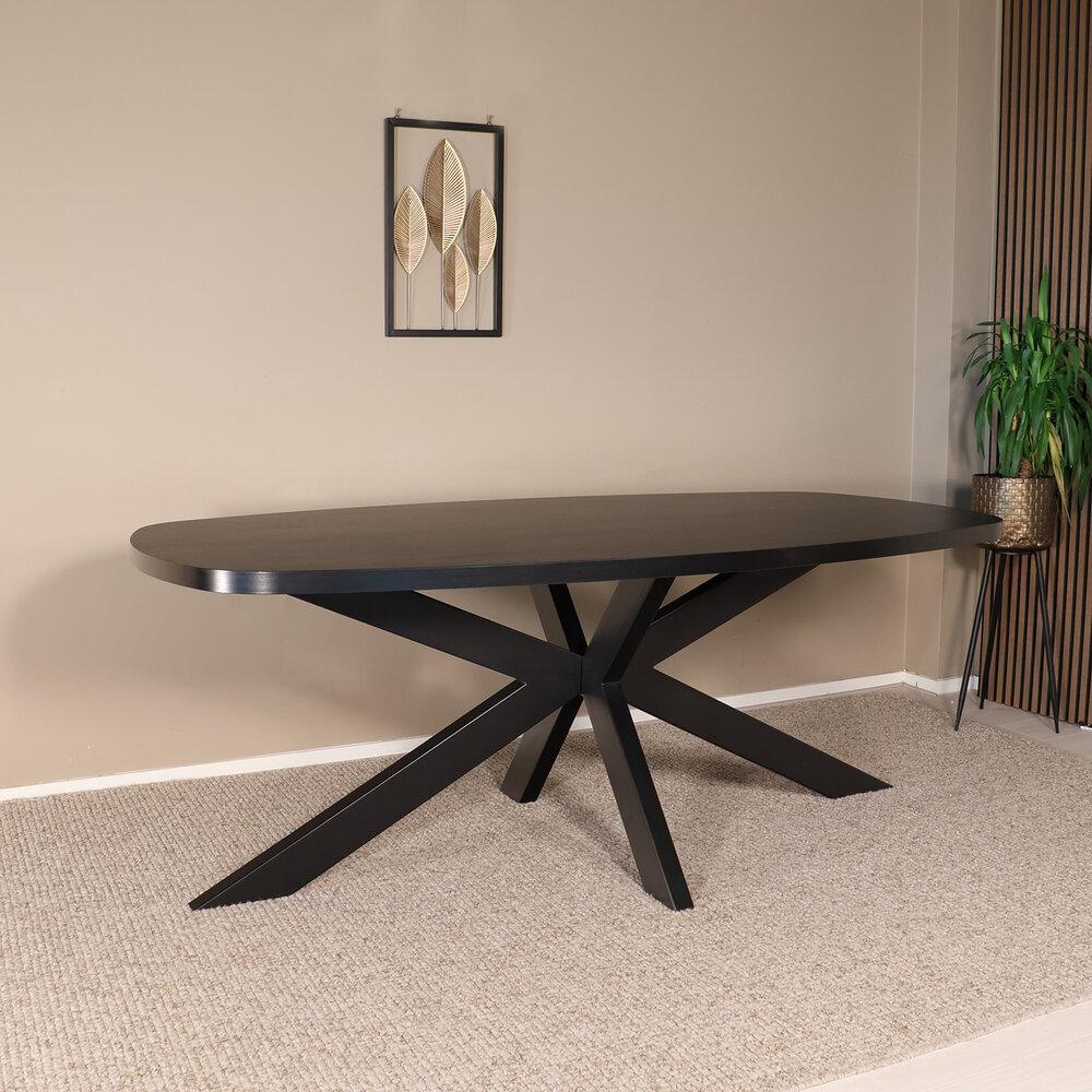 Eettafel Leco deens ovaal 240cm zwart melamine Eettafel Leco deens ovaal 240cm zwart melamine