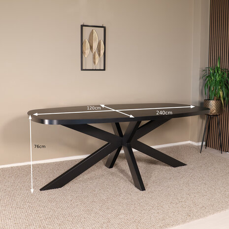 Lizzely Garden & Living Eettafel Leco deens ovaal 240cm zwart melamine Lizzely Garden & Living Eettafel Leco deens ovaal 240cm zwart melamine