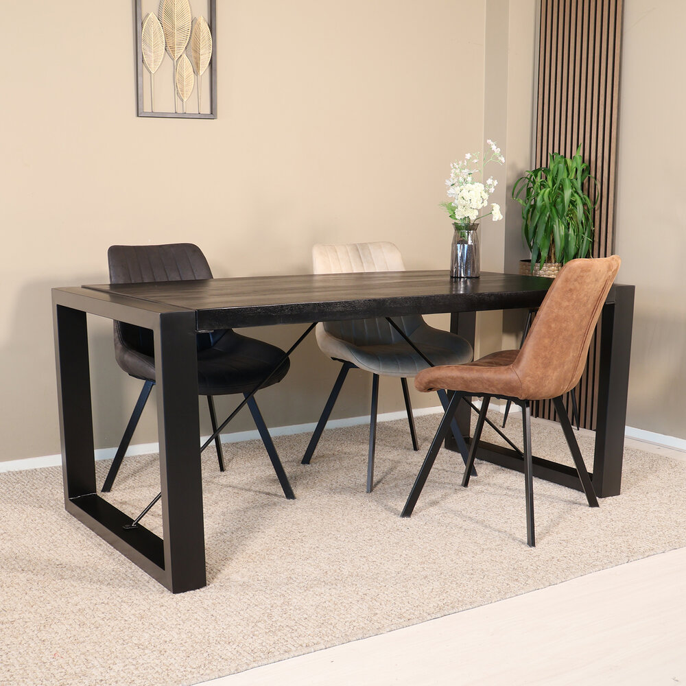 Eettafel rechthoekig mangohout Jonas zwart 160cm duurzaam mango tafel eetkamertafel hout Eettafel rechthoekig mangohout Jonas zwart 160cm duurzaam mango tafel eetkamertafel hout