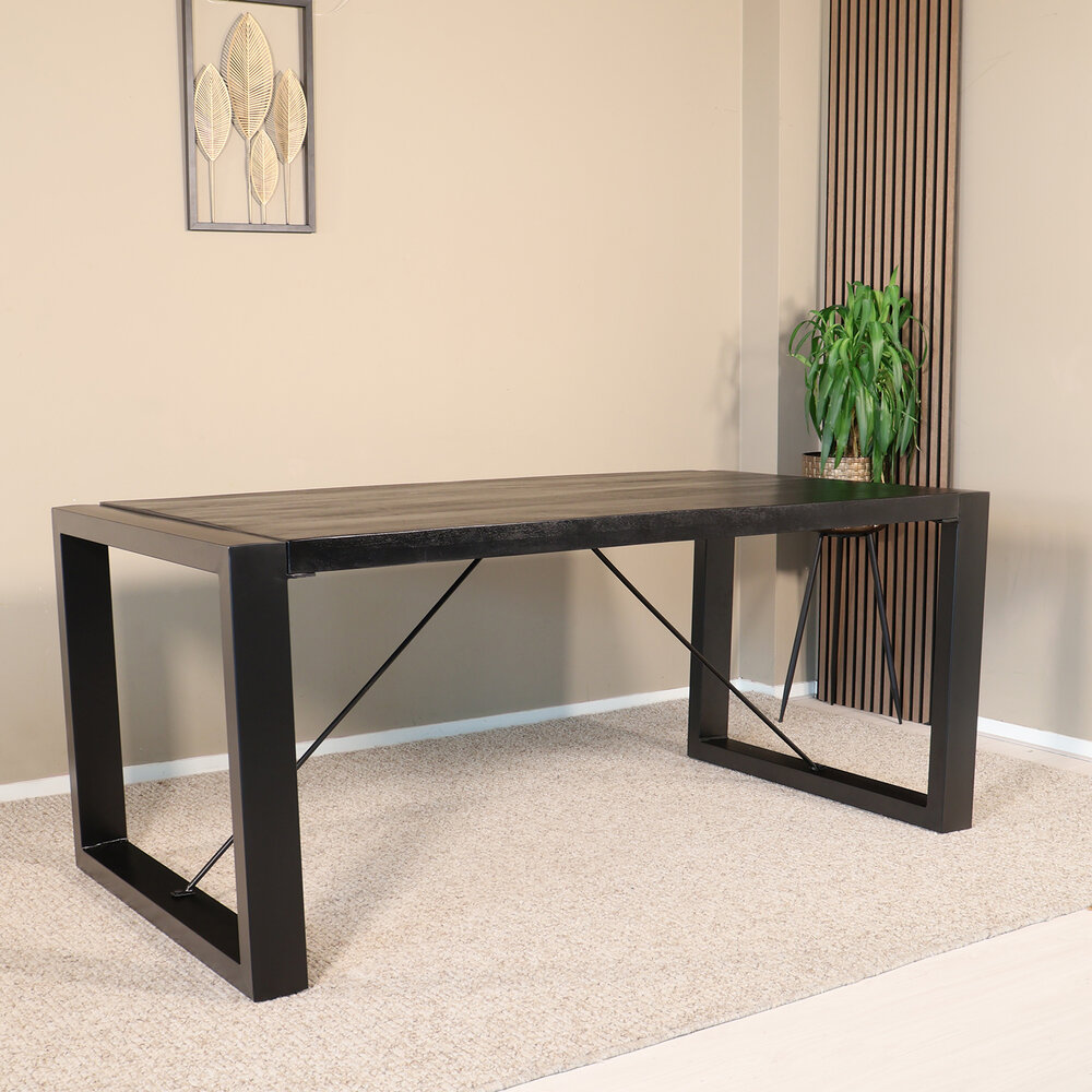 Eettafel rechthoekig mangohout Jonas zwart 160cm duurzaam mango tafel eetkamertafel hout Eettafel rechthoekig mangohout Jonas zwart 160cm duurzaam mango tafel eetkamertafel hout