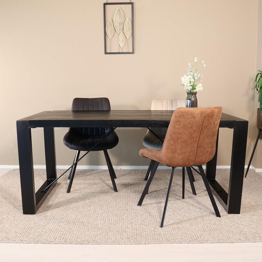 Eettafel rechthoekig mangohout Jonas zwart 160cm duurzaam mango tafel eetkamertafel hout Eettafel rechthoekig mangohout Jonas zwart 160cm duurzaam mango tafel eetkamertafel hout