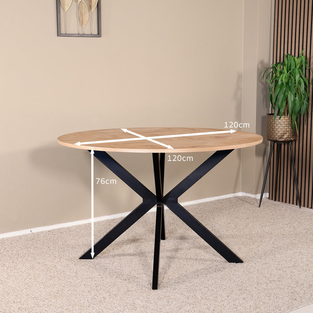 Eettafel rond visgraat Ozzy bruin 120cm ronde tafel