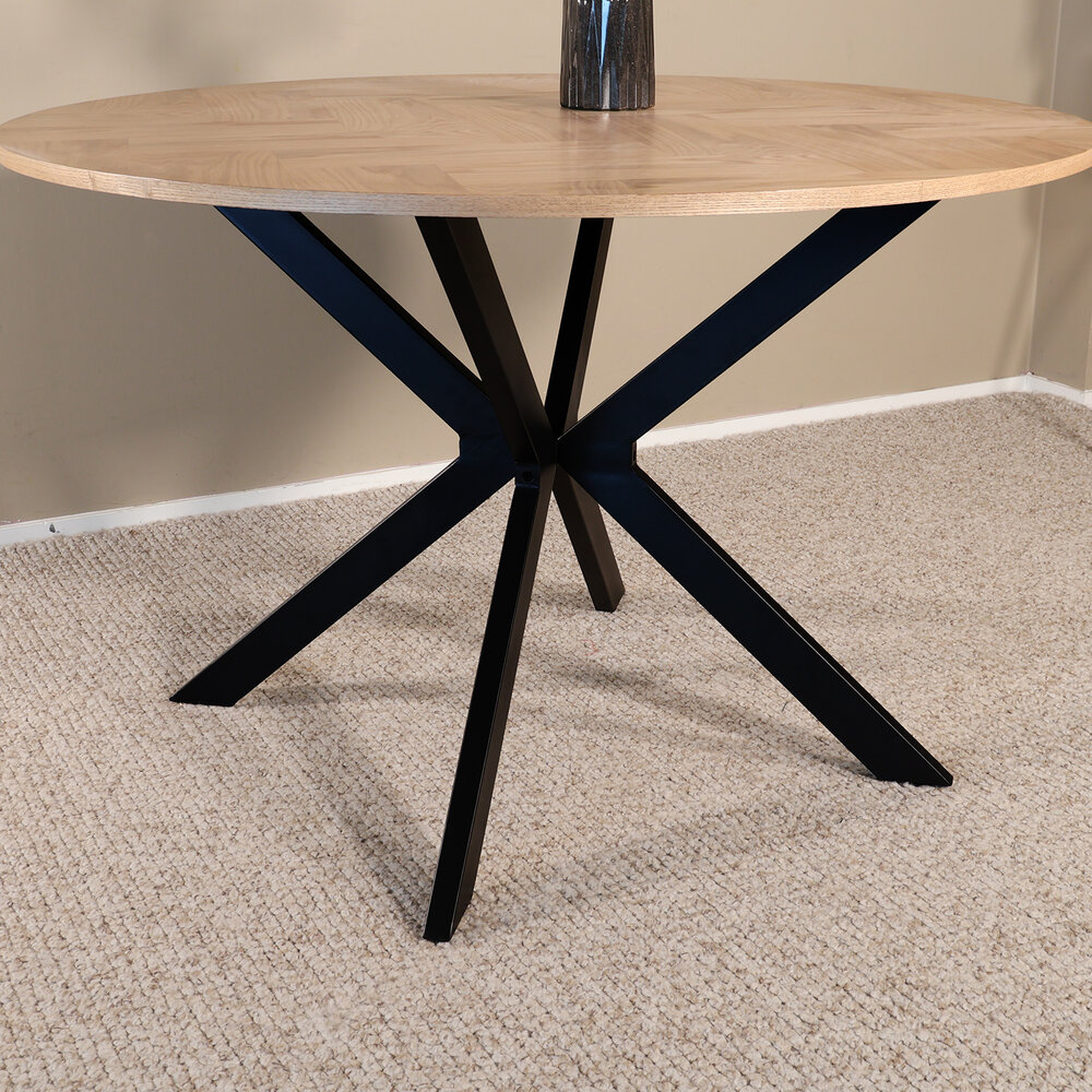 Eettafel rond visgraat Ozzy bruin 120cm ronde tafel