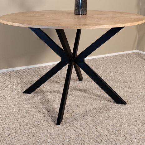 Lizzely Garden & Living Eettafel rond visgraat Ozzy bruin 120cm ronde tafel