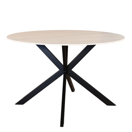 Lizzely Garden & Living Eettafel rond 120cm Jenna marmerlook wit ronde tafel
