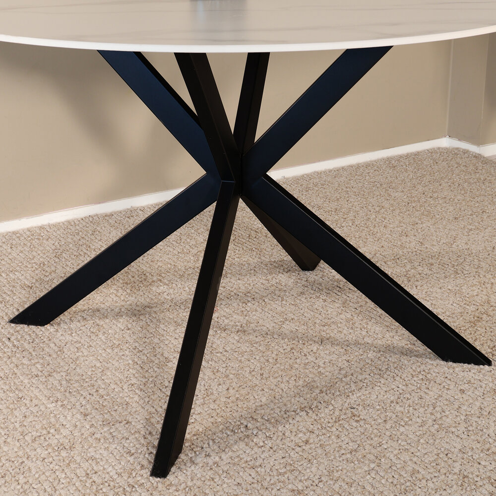 Eettafel rond 120cm Jenna marmerlook wit ronde tafel Eettafel rond 120cm Jenna marmerlook wit ronde tafel