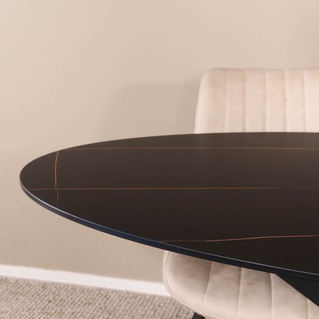 Lizzely Garden & Living Eettafel ovaal 160cm Figo marmerlook zwart ovale tafel steen
