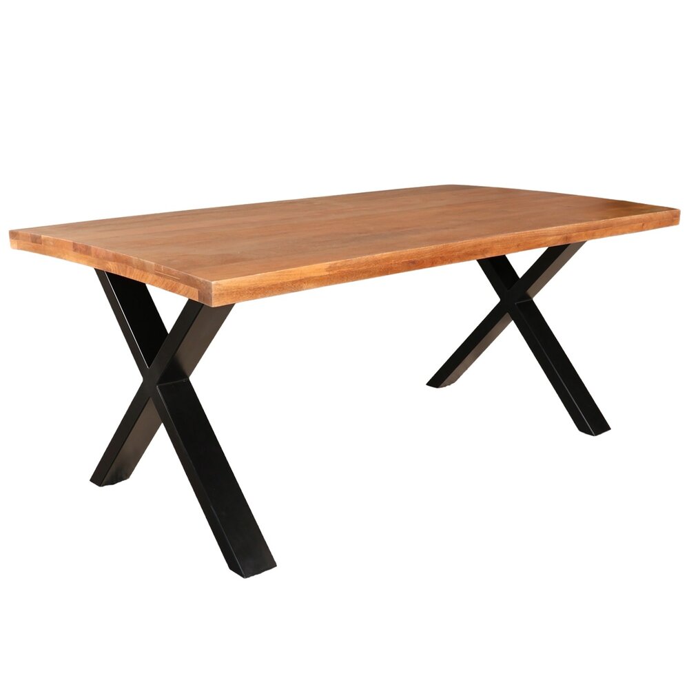 Eettafel rechthoek Xavier 200cm duurzaam mangohout tafel met X-poot mango eetkamertafel rechthoekig