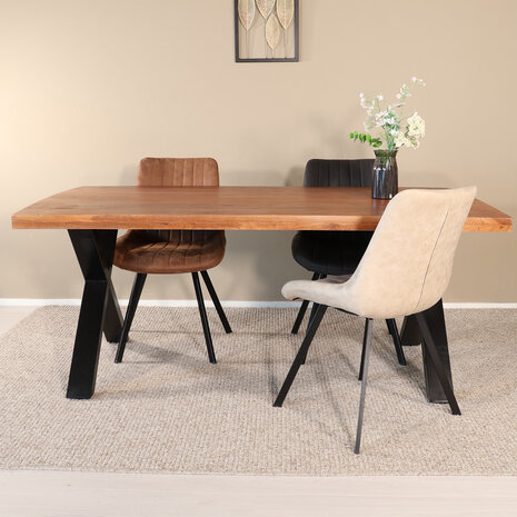 Lizzely Garden & Living Eettafel rechthoek Xavier 200cm duurzaam mangohout tafel met X-poot mango eetkamertafel rechthoekig