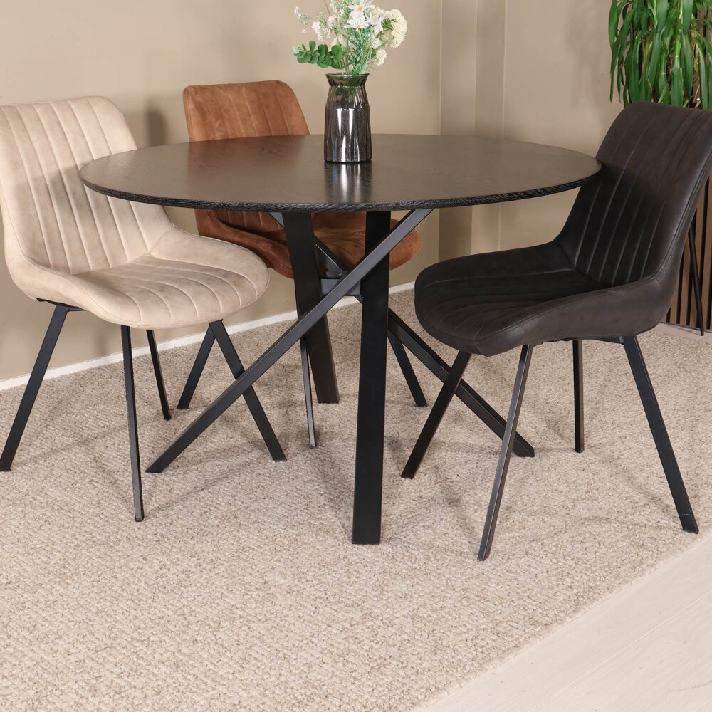 Eettafel rond Ronsi zwart 120cm ronde tafel