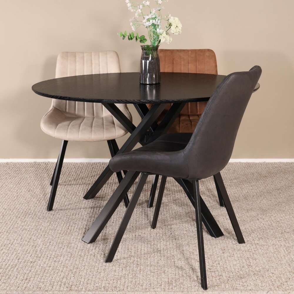 Eettafel rond Ronsi zwart 120cm ronde tafel