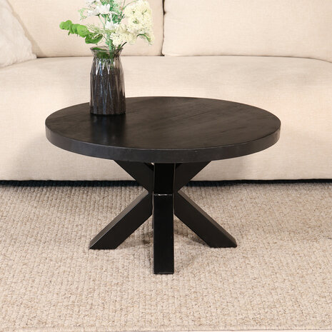 Lizzely Garden & Living Salontafel rond mangohout 70cm Jesse zwart Lizzely Garden & Living Salontafel rond mangohout 70cm Jesse zwart