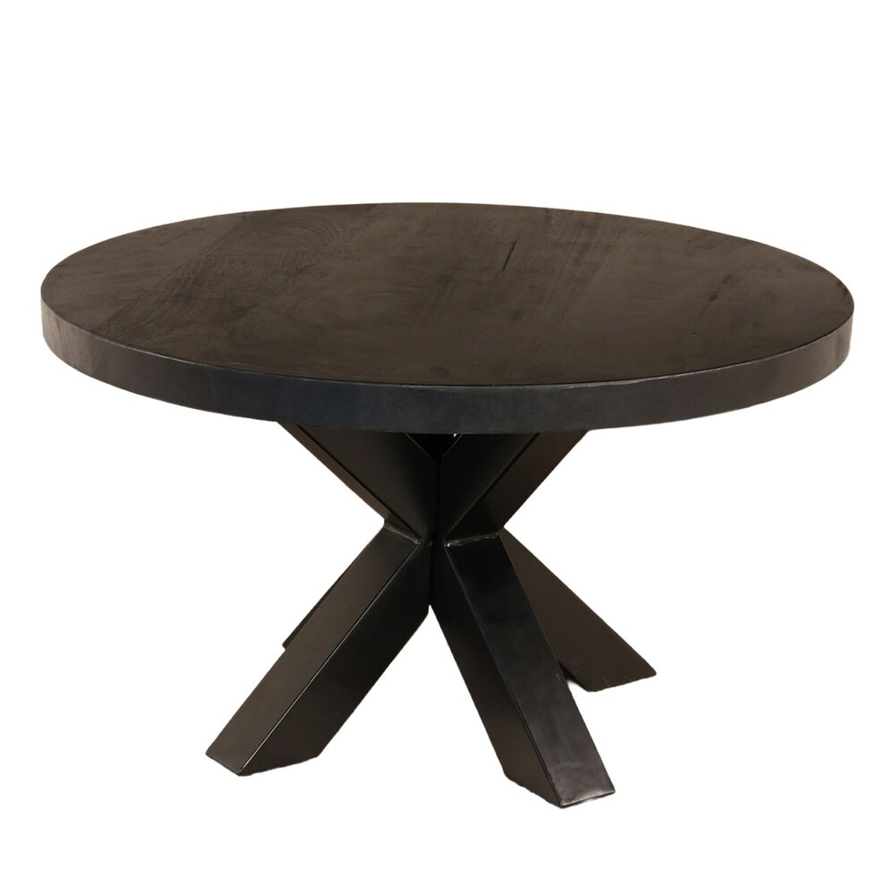 Salontafel rond mangohout 70cm Jesse zwart Salontafel rond mangohout 70cm Jesse zwart