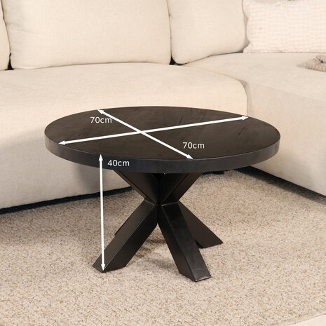 Lizzely Garden & Living Salontafel rond mangohout 70cm Jesse zwart Lizzely Garden & Living Salontafel rond mangohout 70cm Jesse zwart