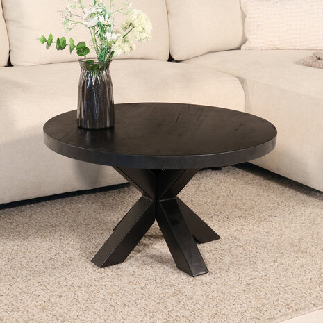 Lizzely Garden & Living Salontafel rond mangohout 70cm Jesse zwart Lizzely Garden & Living Salontafel rond mangohout 70cm Jesse zwart