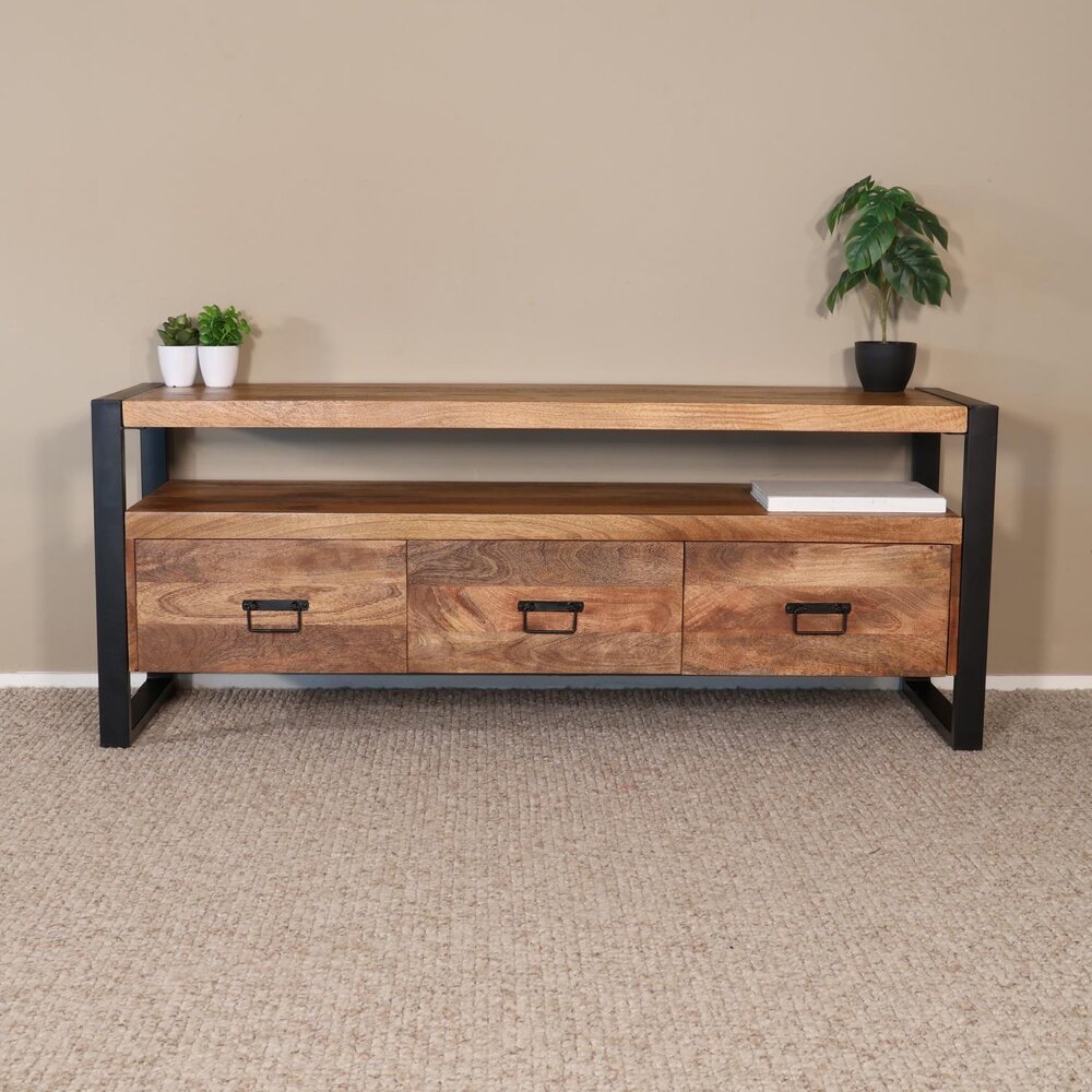 TV meubel mangohout Ilse industrieel 150cm duurzaam massief hout mango