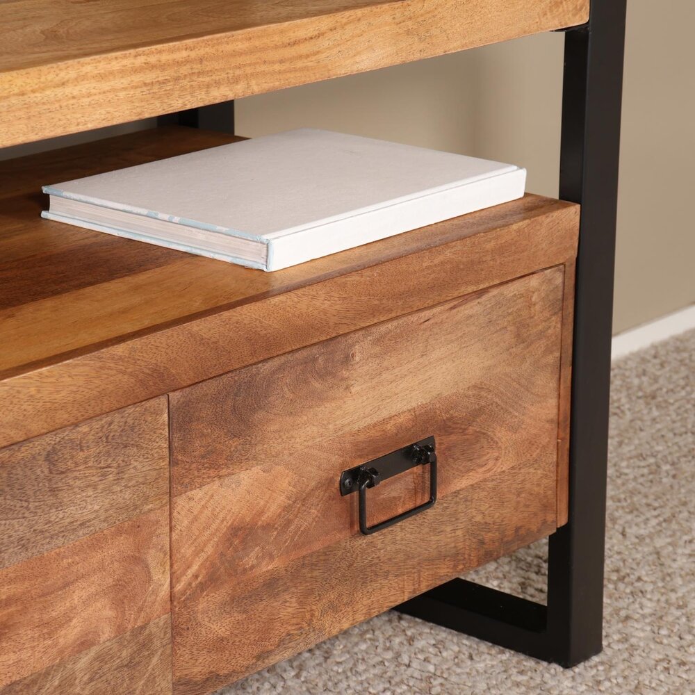 TV meubel mangohout Ilse industrieel 150cm duurzaam massief hout mango