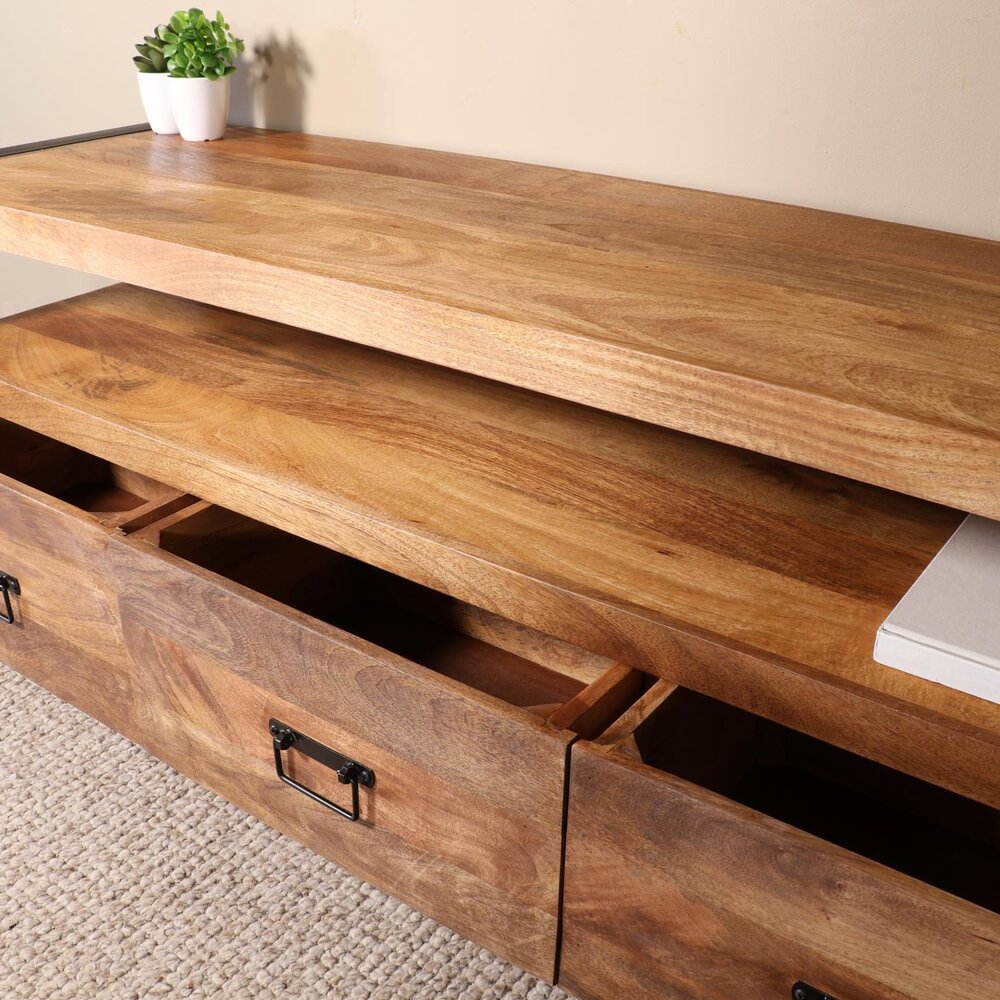 TV meubel mangohout Ilse industrieel 150cm duurzaam massief hout mango