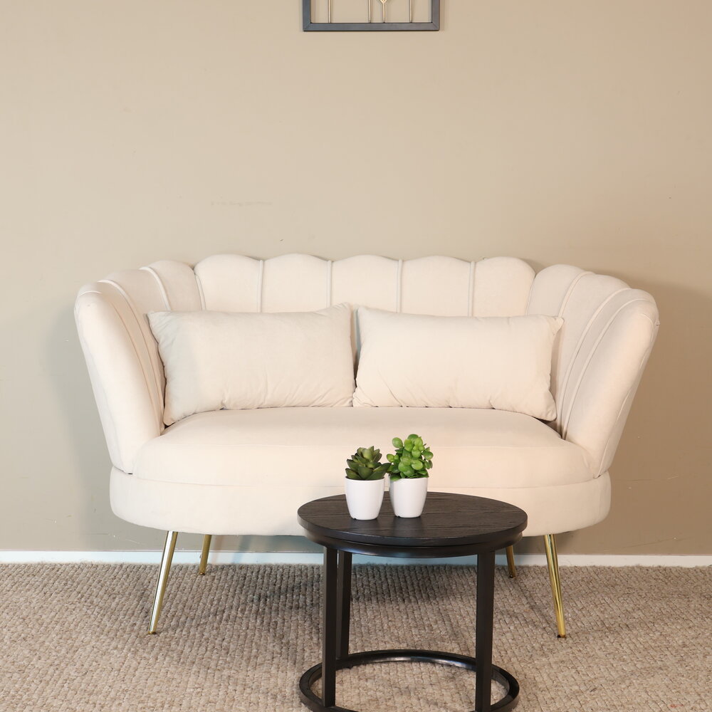 Zitbank Belle 2 zits velvet crème 140cm stof bankstel Zitbank Belle 2 zits velvet crème 140cm stof bankstel