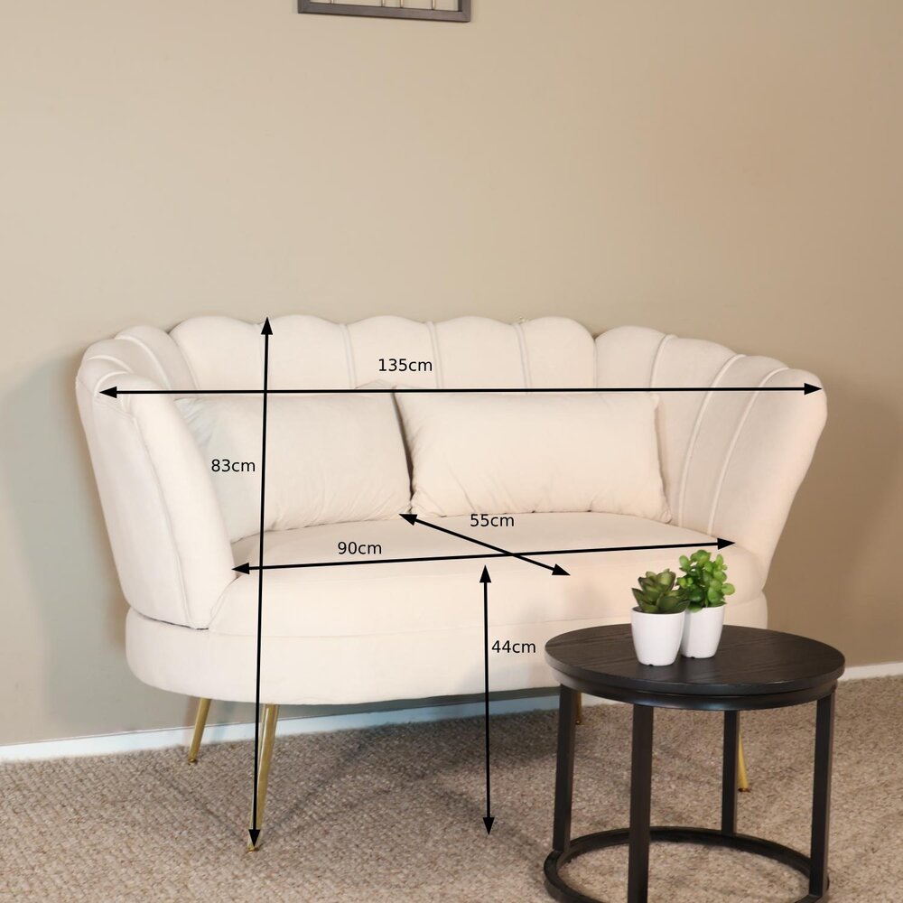 Zitbank Belle 2 zits velvet crème 140cm stof bankstel Zitbank Belle 2 zits velvet crème 140cm stof bankstel