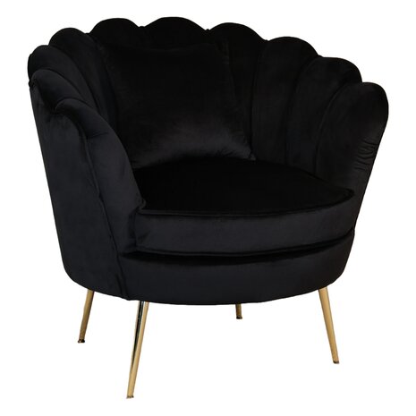 Lizzely Garden & Living Fauteuil zitbank 1 persoons stoel Belle velvet zwart bankje