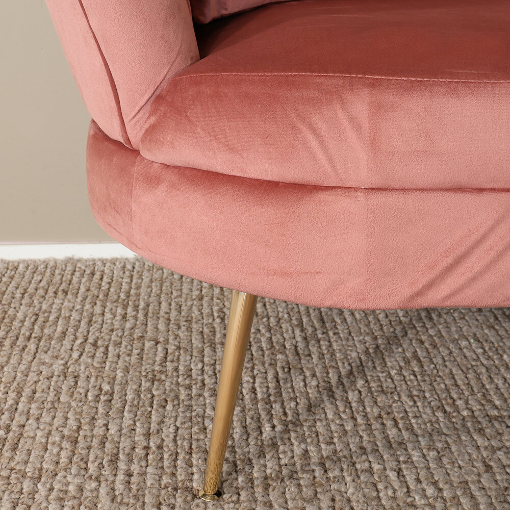 Zitbank Belle 3 zits velvet oud roze 180cm stof bankstel incl. 3 kussens bank