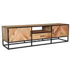 TV meubel industrieel mangohout Danae lichtbruin visgraat 180cm tv kast duurzaam mango massief hout tv-meubel