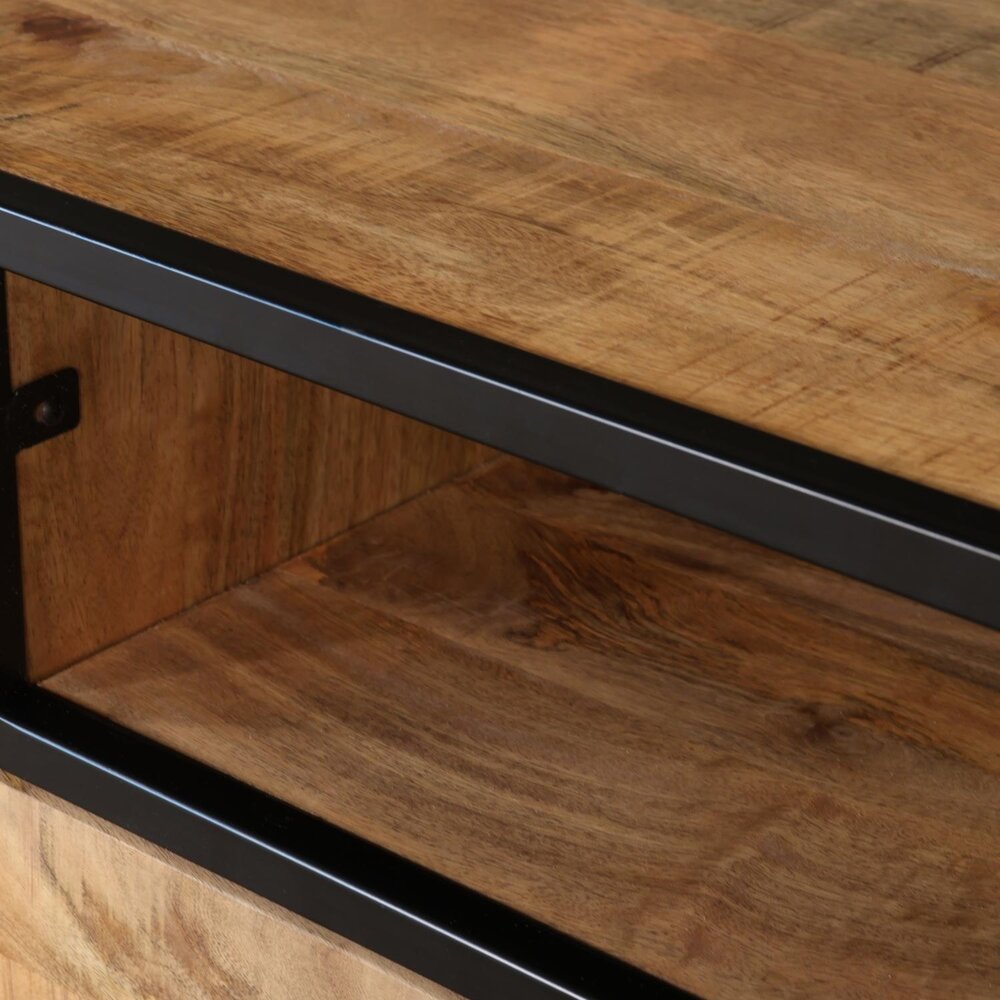 TV meubel industrieel mangohout Danae lichtbruin visgraat 180cm tv kast duurzaam mango massief hout tv-meubel