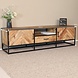 Lizzely Garden & Living TV meubel industrieel mangohout Danae lichtbruin visgraat 180cm tv kast duurzaam mango massief hout tv-meubel