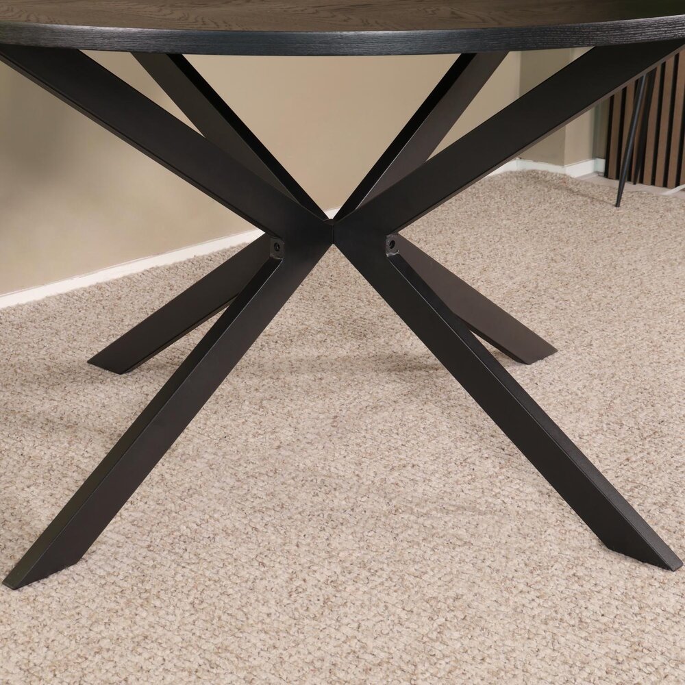 Eettafel rond visgraat Ozzy zwart 140cm ronde tafel
