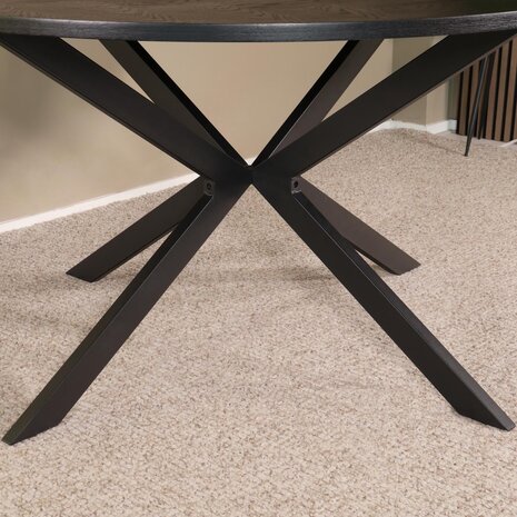 Lizzely Garden & Living Eettafel rond visgraat Ozzy zwart 140cm ronde tafel