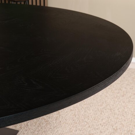 Lizzely Garden & Living Eettafel rond visgraat Ozzy zwart 140cm ronde tafel