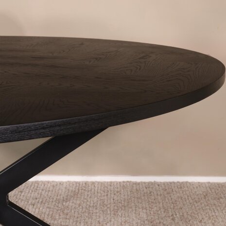 Lizzely Garden & Living Eettafel rond visgraat Ozzy zwart 140cm ronde tafel