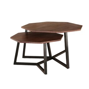 Lizzely Garden & Living Salontafel 2delig mangohout hexagon Loes industrieel massief hout mango Lizzely Garden & Living Salontafel 2delig mangohout hexagon Loes industrieel massief hout mango