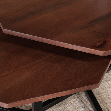 Lizzely Garden & Living Salontafel 2delig mangohout hexagon Loes industrieel massief hout mango Lizzely Garden & Living Salontafel 2delig mangohout hexagon Loes industrieel massief hout mango