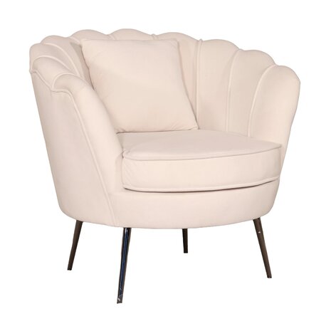 Lizzely Garden & Living Fauteuil zitbank 1 persoons belle velvet crème