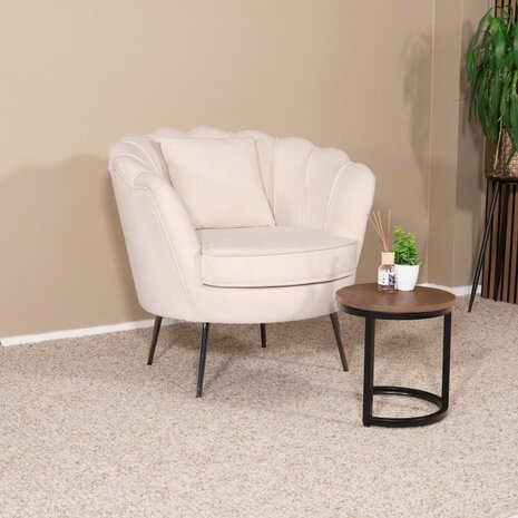 Lizzely Garden & Living Fauteuil zitbank 1 persoons belle velvet crème