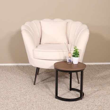 Lizzely Garden & Living Fauteuil zitbank 1 persoons belle velvet crème