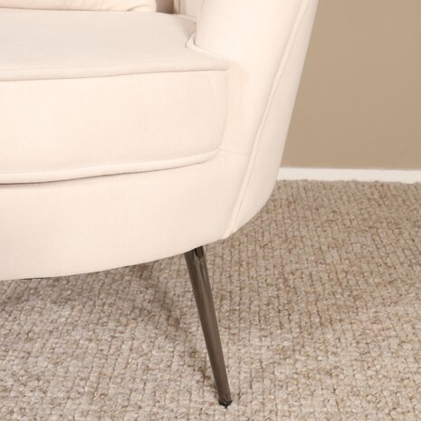 Lizzely Garden & Living Fauteuil zitbank 1 persoons belle velvet crème