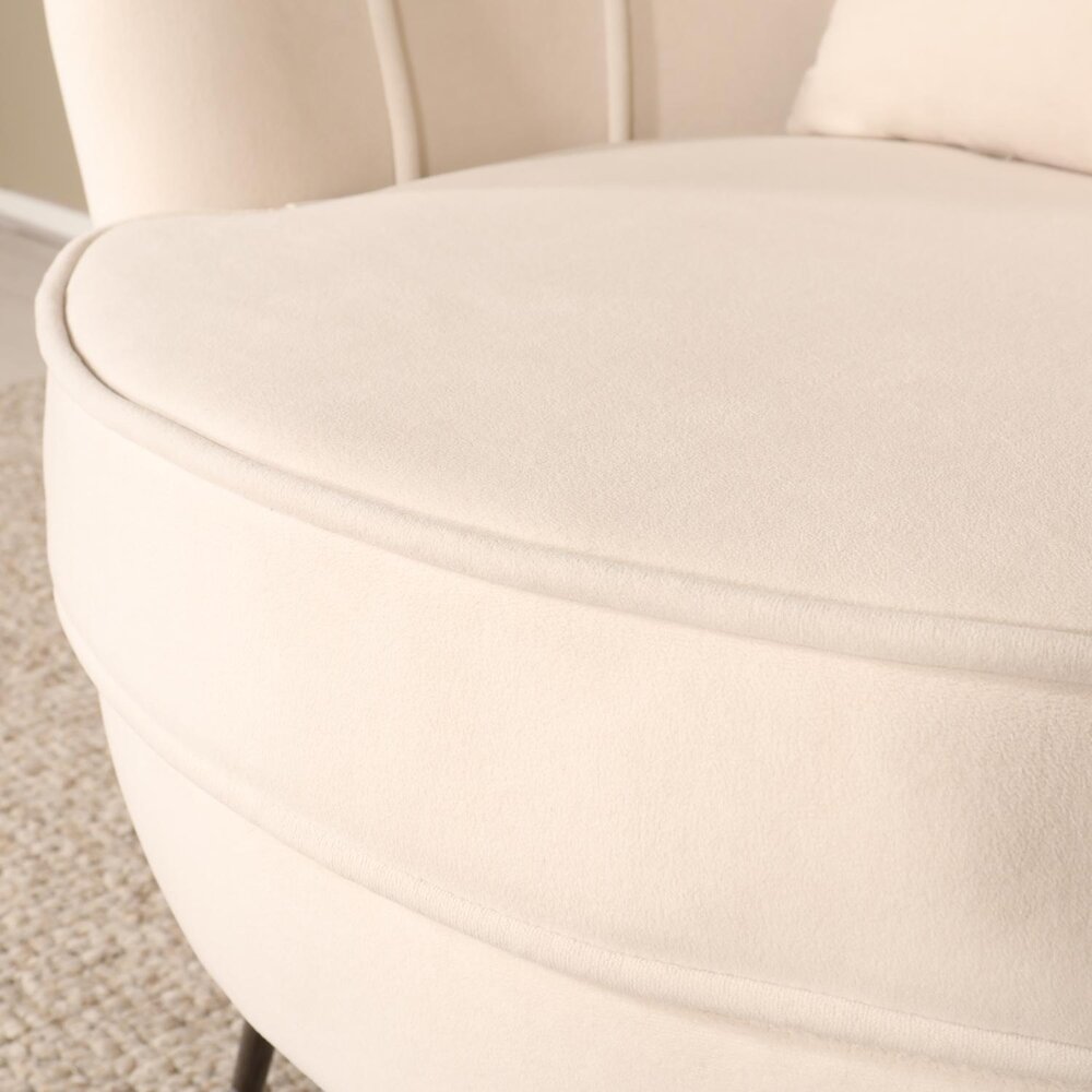 Fauteuil zitbank 1 persoons belle velvet crème